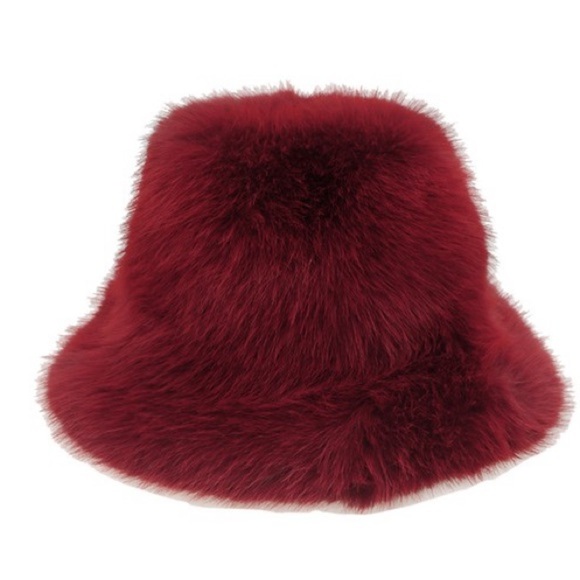 Burgundy Faux Fur Bucket Hat